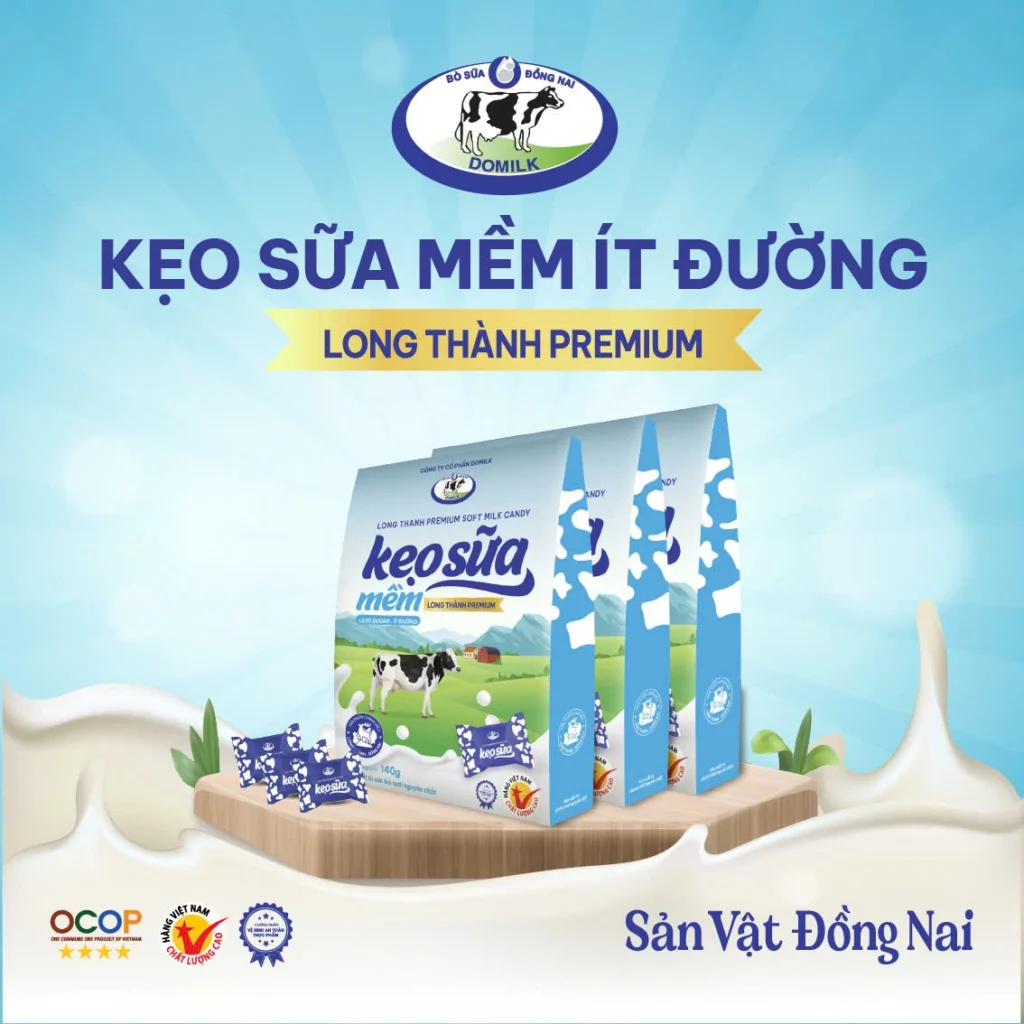 ombo 3 Kẹo Sữa Mềm Long Thành Premium Ít Đường – Hương Vị Ngọt Nhẹ, Tan Chảy Tinh Tế