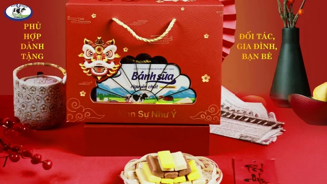 Bánh sữa Long Thành Domilk và cách góp mặt tinh tế trong quà tết